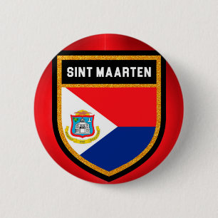 Badge Rond 5 Cm Drapeau de Sint Maarten