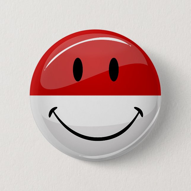 Badge Rond 5 Cm Drapeau de sourire du Monaco (Devant)