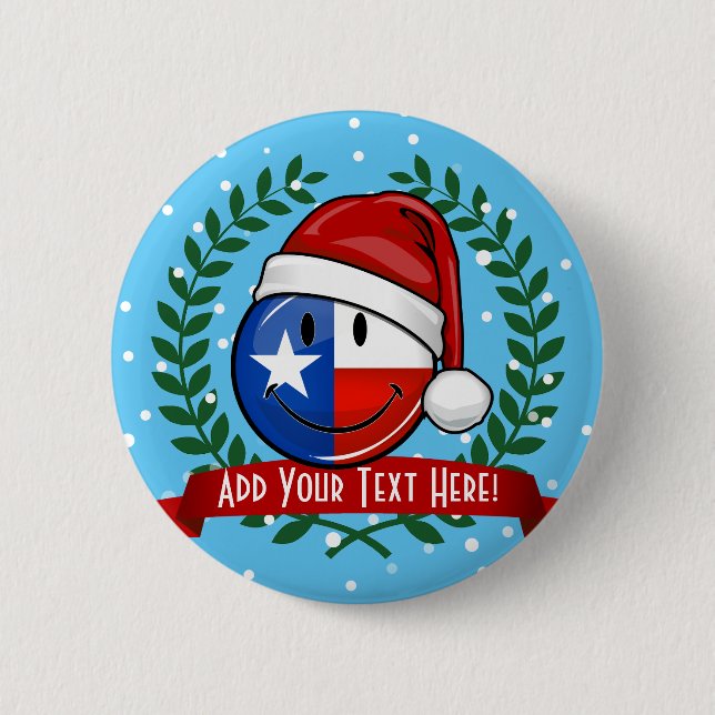 Badge Rond 5 Cm Drapeau de sourire du Texas de style de Noël (Devant)