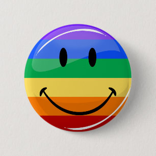 Badge Rond 5 Cm Drapeau de sourire rond brillant de gay pride