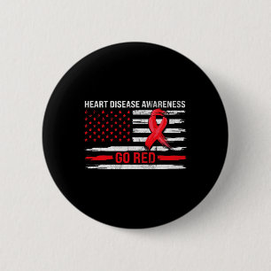Badge Rond 5 Cm Drapeau de soutien à la maladie cardiaque Go Red H