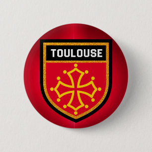 Badge Rond 5 Cm Drapeau de Toulouse