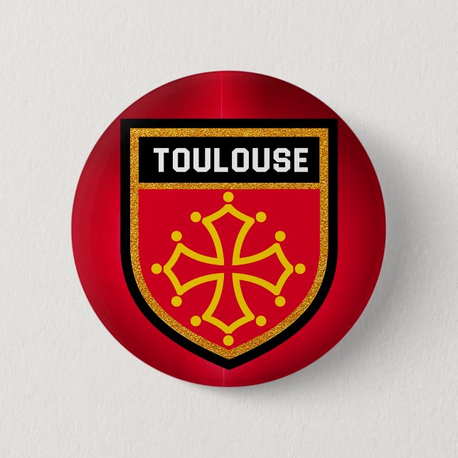 Badge Rond 5 Cm Drapeau de Toulouse (Devant)