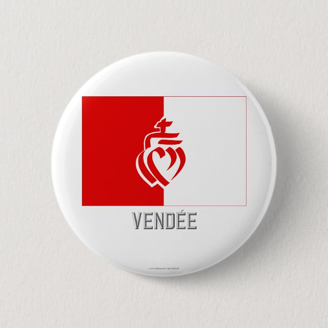 Badge Rond 5 Cm Drapeau de Vendée avec le nom (Devant)