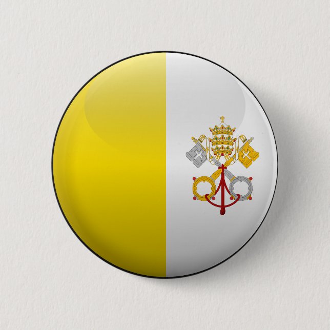 Badge Rond 5 Cm Drapeau de Ville du Vatican (Devant)