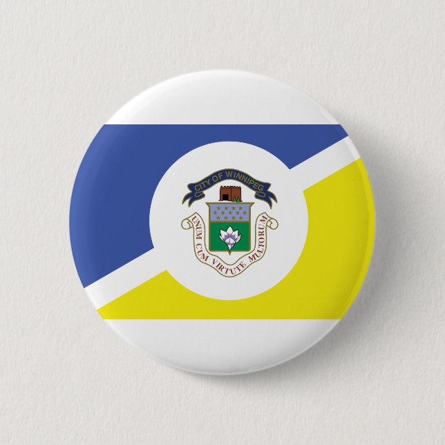 Badge Rond 5 Cm Drapeau de Winnipeg, Bouton du Manitoba (Devant)