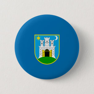Badge Rond 5 Cm Drapeau de Zagreb, Croatie Pinback Button