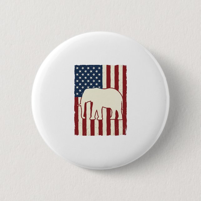 Badge Rond 5 Cm Drapeau d'éléphant patriotique Conception de vecte (Devant)