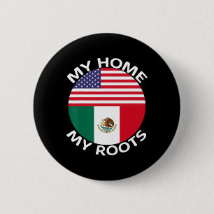 Badge Rond 5 Cm Drapeau demi-mexicain demi-américain Usa Mexique R