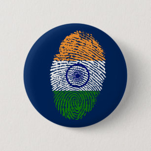 Badge Rond 5 Cm Drapeau d'empreintes digitales indien