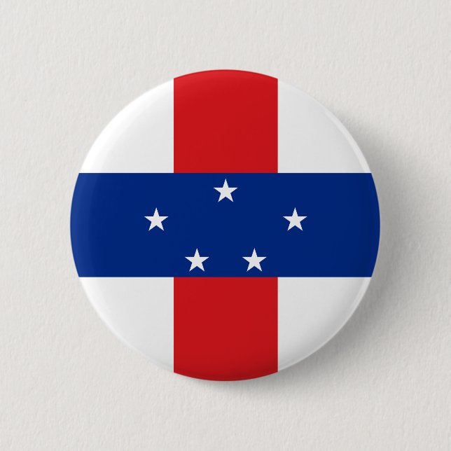 Badge Rond 5 Cm Drapeau des Antilles Pays-Bas (Devant)