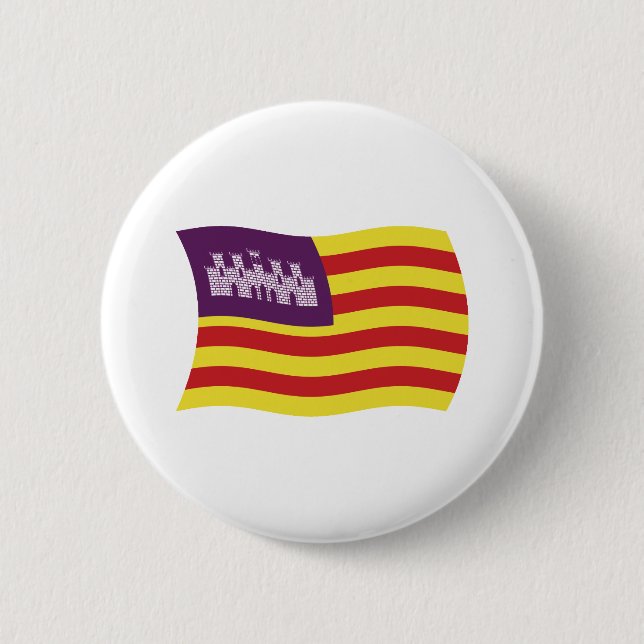 Badge Rond 5 Cm Drapeau des Îles Baléares Bouton (Devant)