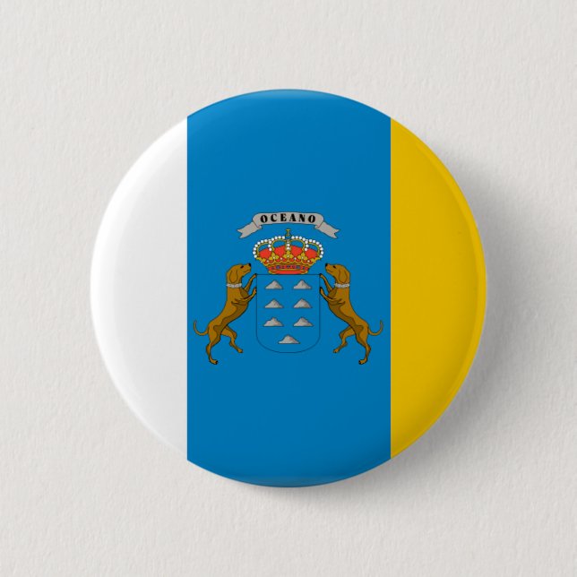 Badge Rond 5 Cm Drapeau des Îles Canaries (Espagne) (Devant)