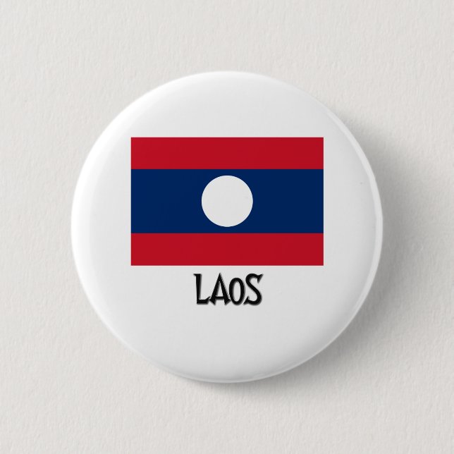 Badge Rond 5 Cm Drapeau des Laotiens (Devant)