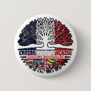 Badge Rond 5 Cm Drapeau des racines d'arbre de France