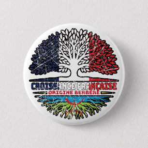 Badge Rond 5 Cm Drapeau des racines d'arbre de France berbère