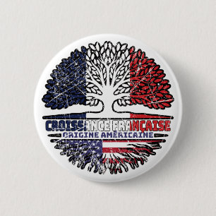 Badge Rond 5 Cm Drapeau des racines d'arbre de France d'Amérique U