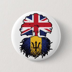 Badge Rond 5 Cm Drapeau des racines d'arbre de la Barbade