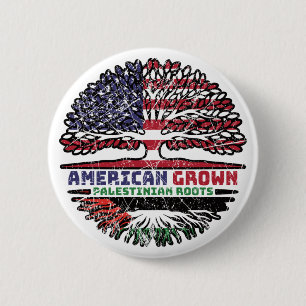 Badge Rond 5 Cm Drapeau des racines d'arbre Palestine-Amérique