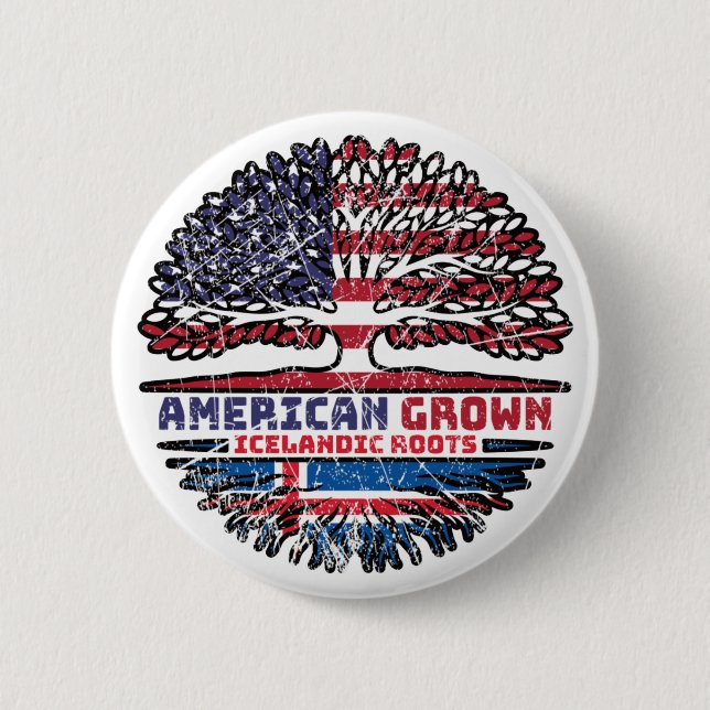 Badge Rond 5 Cm Drapeau des racines d'arbres des États-Unis (Devant)