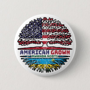 Badge Rond 5 Cm Drapeau des racines d'arbres rwando-américaines