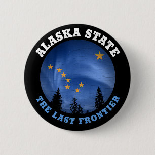 BADGE ROND 5 CM DRAPEAU D'ÉTAT D'ALASKA