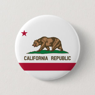 Badge Rond 5 Cm Drapeau d'État de Californie