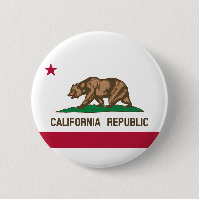 Badge Rond 5 Cm Drapeau d'État de Californie (Devant)