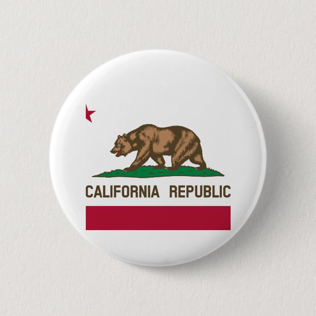 Badge Rond 5 Cm Drapeau d'État de Californie (Devant)