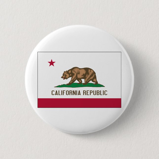 Badge Rond 5 Cm Drapeau d'État de Californie (Devant)