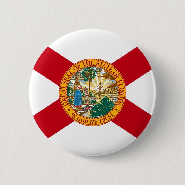 Badge Rond 5 Cm Drapeau d'état de la Floride (Devant)