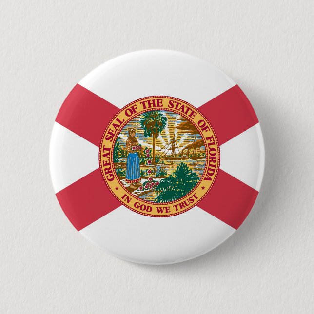 Badge Rond 5 Cm Drapeau d'état de la Floride (Devant)
