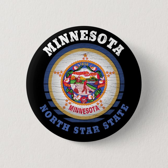 BADGE ROND 5 CM DRAPEAU D'ÉTAT DE MINNESOTA NORTH STAR (Devant)