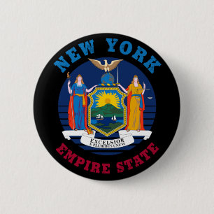 BADGE ROND 5 CM DRAPEAU D'ÉTAT DE NEW YORK