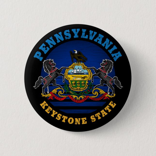 BADGE ROND 5 CM DRAPEAU D'ÉTAT DE PENNSYLVANIA KEYSTONE (Devant)