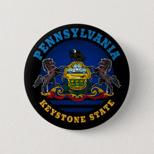 BADGE ROND 5 CM DRAPEAU D'ÉTAT DE PENNSYLVANIA KEYSTONE