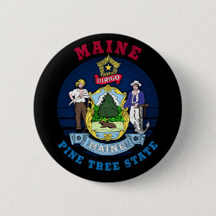 BADGE ROND 5 CM DRAPEAU D'ÉTAT DE PINE MAINE