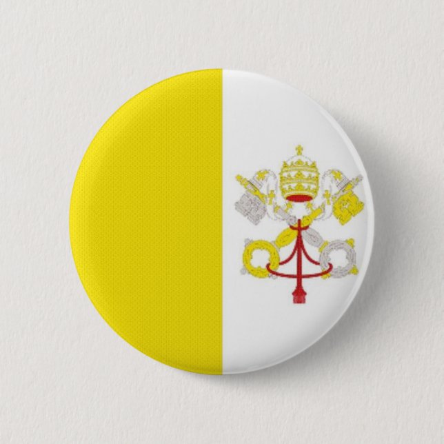 Badge Rond 5 Cm Drapeau d'état de Vatican (Devant)