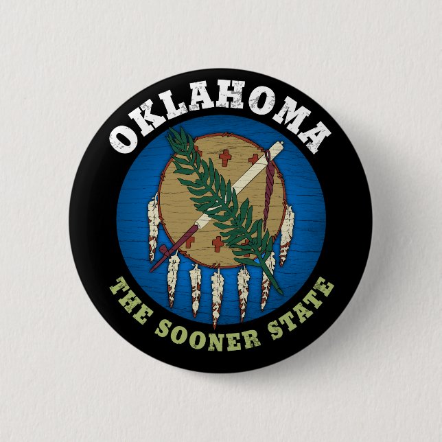 BADGE ROND 5 CM DRAPEAU D'ÉTAT D'OKLAHOMA (Devant)