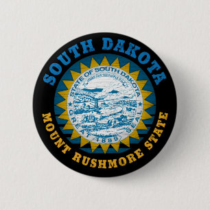 BADGE ROND 5 CM DRAPEAU D'ÉTAT DU SUD DU MONT DE DAKOTA RUSHMORE