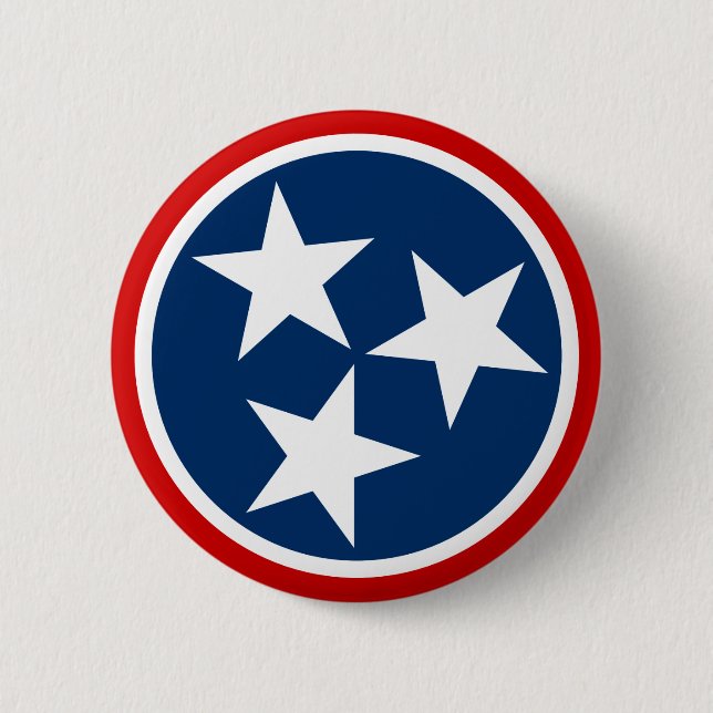 Badge Rond 5 Cm Drapeau d'état du Tennessee Bleu Blancs étoiles (Devant)