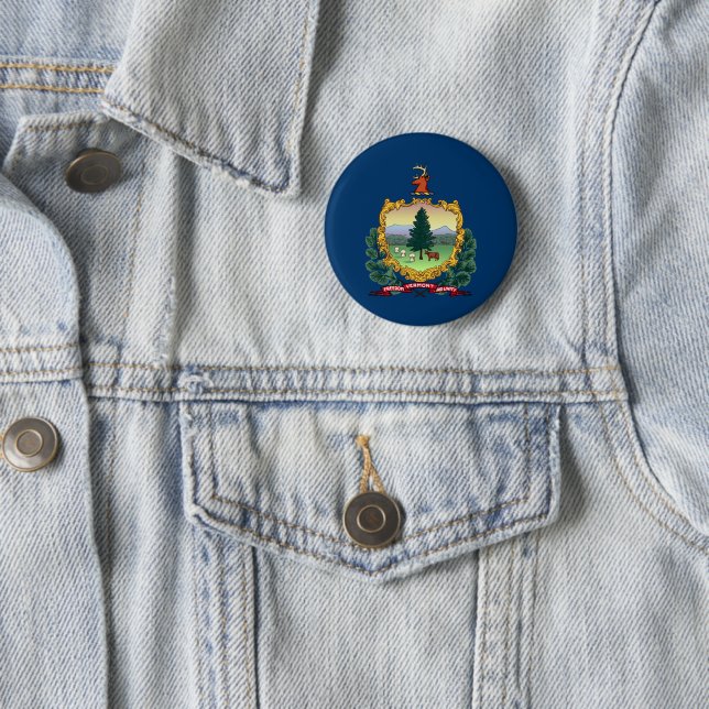 Badge Rond 5 Cm Drapeau d'État du Vermont (En situation)