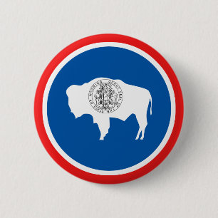 Badge Rond 5 Cm Drapeau d'état du Wyoming