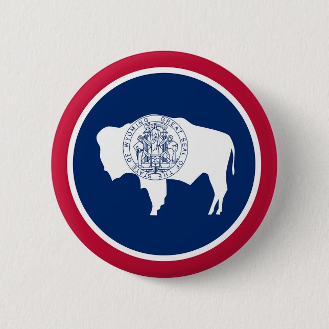 Badge Rond 5 Cm Drapeau d'état du Wyoming (Devant)