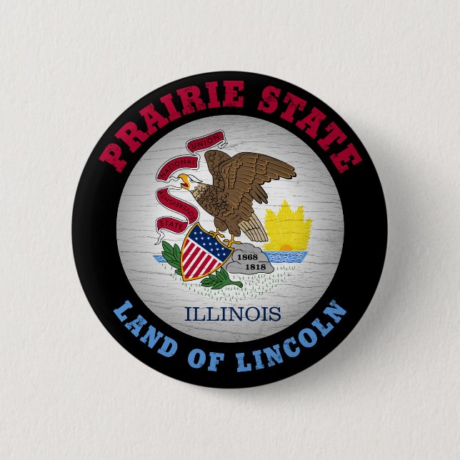 BADGE ROND 5 CM DRAPEAU D'ÉTAT ILLINOIS PRAIRIE (Devant)