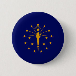 Badge Rond 5 Cm Drapeau d'état Indiana