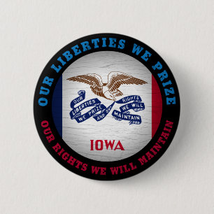 BADGE ROND 5 CM DRAPEAU D'ÉTAT IOWA HAWKEYE