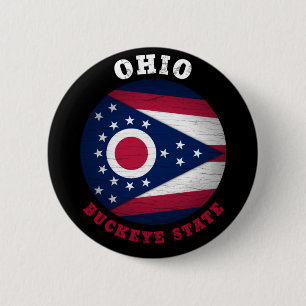 BADGE ROND 5 CM DRAPEAU D'ÉTAT OHIO BUCKEYE