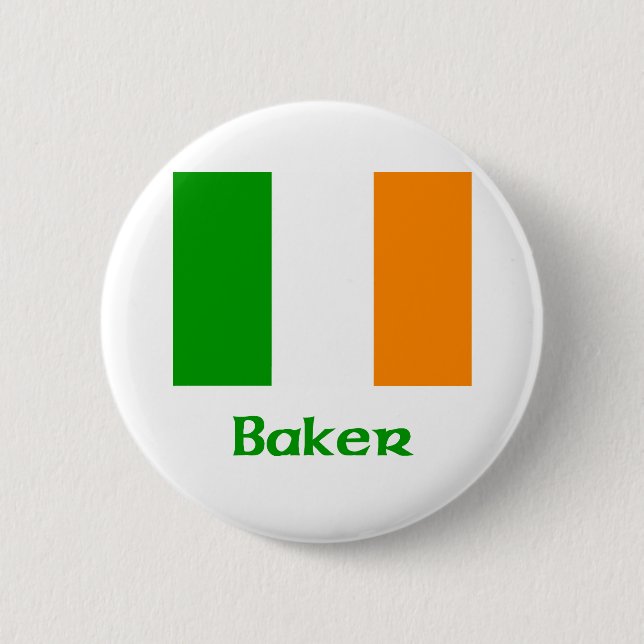 Badge Rond 5 Cm Drapeau d'Irlandais de Baker (Devant)