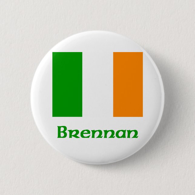 Badge Rond 5 Cm Drapeau d'Irlandais de Brennan (Devant)